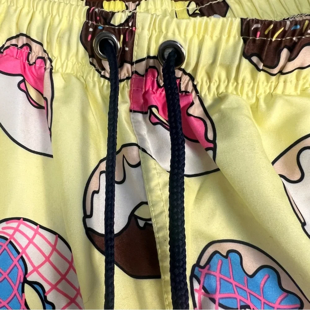 U.S. Surf Club Colorful Donut Print Swim Shorts‎ With Mesh Netting Men's Small